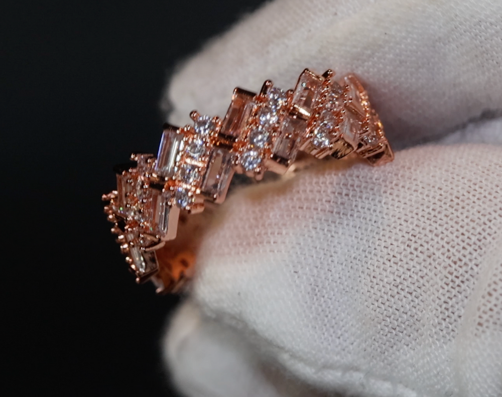 Mens Rose Gold Ring | Womens Rose Gold Ring | Diamond Rose Gold Ring | Baguette Ring | Rose Gold Eternity Ring