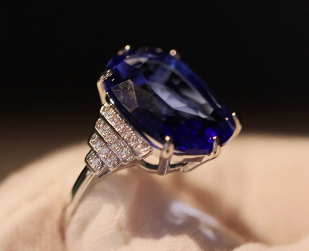 Blue Oval Cut Diamond Ring | Womens big blue diamond ring