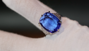 Blue Oval Cut Diamond Ring | Womens big blue diamond ring