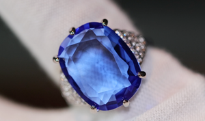 Blue Oval Cut Diamond Ring | Womens big blue diamond ring