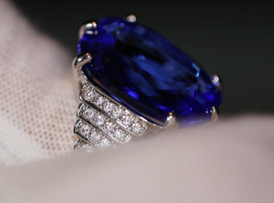 Blue Oval Cut Diamond Ring | Womens big blue diamond ring