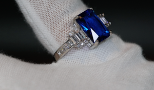 Sapphire Blue Diamond Ring | Blue Diamond Engagement Ring