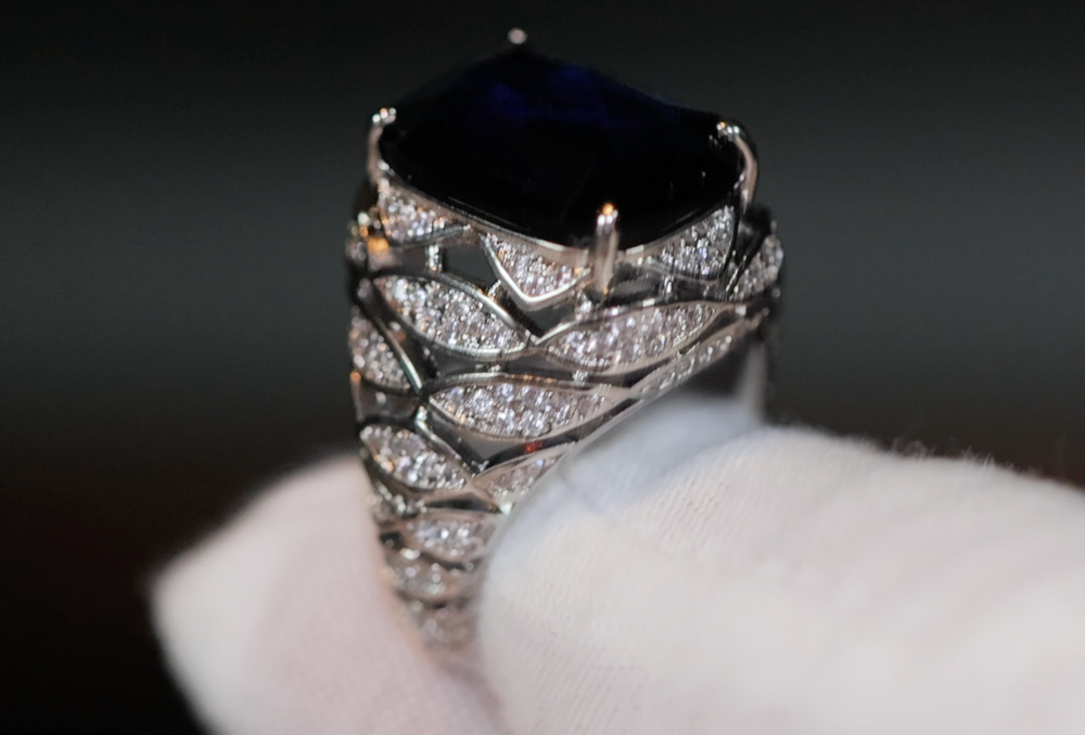 
            
                Load image into Gallery viewer, Blue Diamond Ring | Mens Blue Diamond Ring | Iced Out Ring | Womens Blue Diamond Ring | Mens Diamond Ring | Big Ring | Mens Iced Out Ring
            
        
