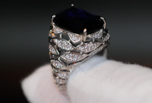 Blue Diamond Ring | Mens Blue Diamond Ring | Iced Out Ring | Womens Blue Diamond Ring | Mens Diamond Ring | Big Ring | Mens Iced Out Ring