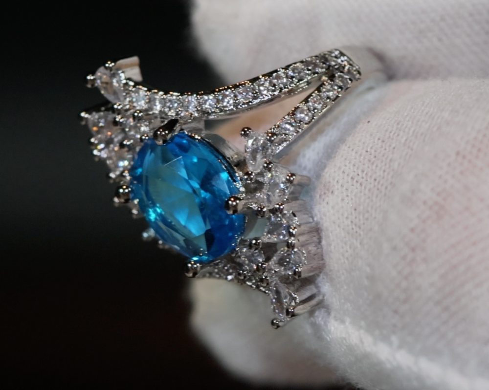 Blue Diamond Engagement Ring | Oval Wedding Ring | Womens Blue Diamond Ring