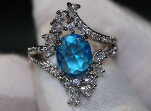 Blue Diamond Engagement Ring | Oval Wedding Ring | Womens Blue Diamond Ring