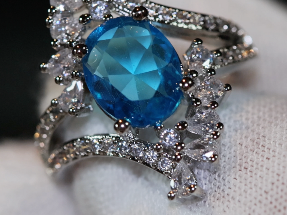 Blue Diamond Engagement Ring | Oval Wedding Ring | Womens Blue Diamond Ring