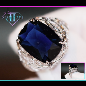 Mens sapphire blue diamond ring
