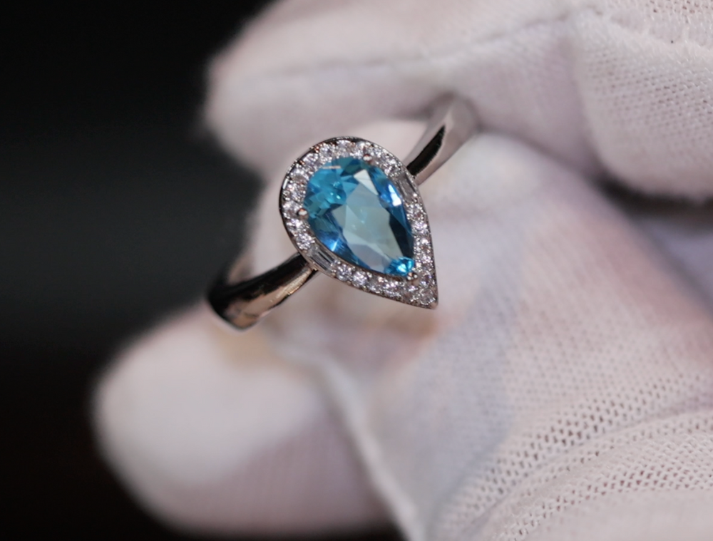 Aquamarine Ring | Aquamarine Diamond Ring | Teardrop Ring |  Pear Shape Ring | Blue Diamond Ring | Aquamarine Engagement Ring | Wedding Ring