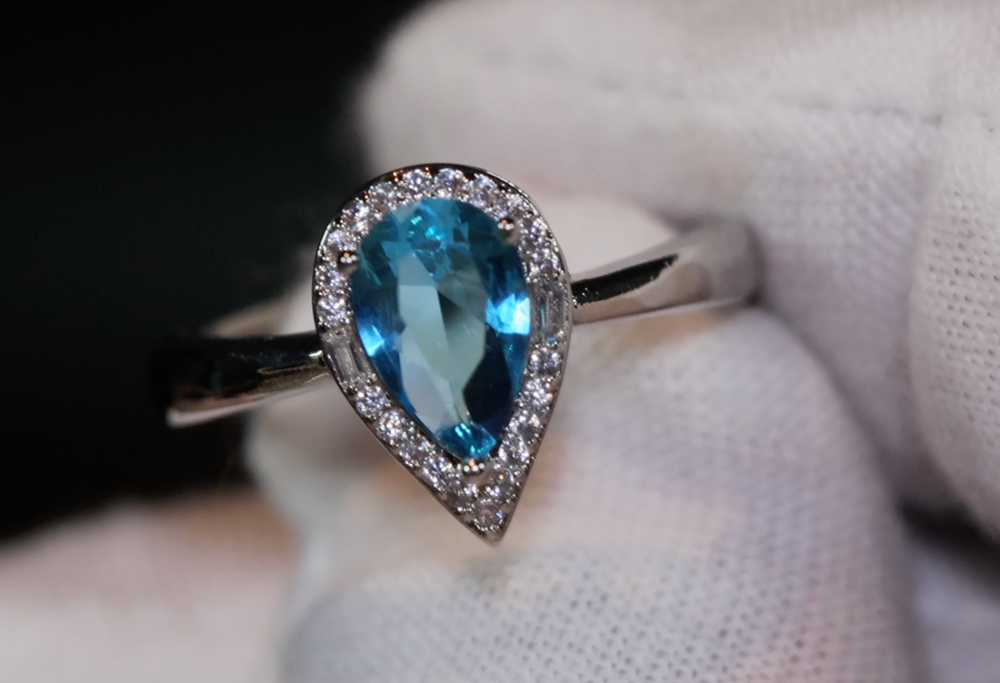 Aquamarine Ring | Aquamarine Diamond Ring | Teardrop Ring |  Pear Shape Ring | Blue Diamond Ring | Aquamarine Engagement Ring | Wedding Ring