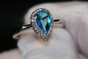 Aquamarine Ring | Aquamarine Diamond Ring | Teardrop Ring |  Pear Shape Ring | Blue Diamond Ring | Aquamarine Engagement Ring | Wedding Ring