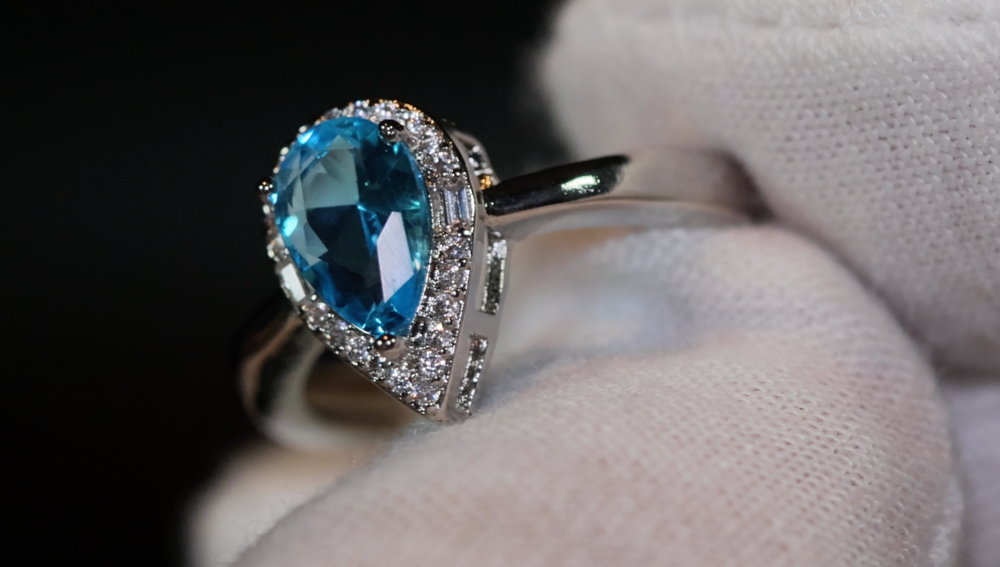 Aquamarine Ring | Aquamarine Diamond Ring | Teardrop Ring |  Pear Shape Ring | Blue Diamond Ring | Aquamarine Engagement Ring | Wedding Ring