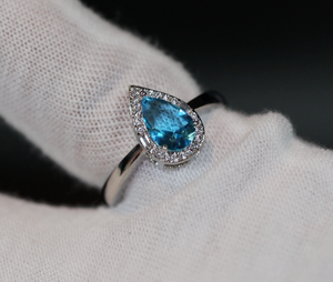 Aquamarine Ring | Aquamarine Diamond Ring | Teardrop Ring |  Pear Shape Ring | Blue Diamond Ring | Aquamarine Engagement Ring | Wedding Ring