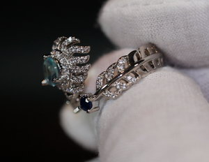 Diamond Feather Ring | Blue Diamond Ring | Peacock Diamond Ring