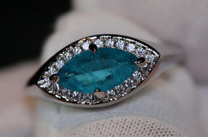 Aquamarine Diamond Ring | Marquise Diamond Ring |  Aquamarine Engagement Ring