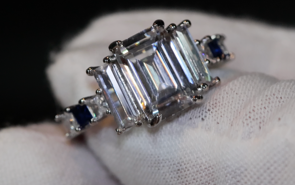 
            
                Load image into Gallery viewer, Blue Diamond Engagement Ring | Sapphire Wedding Ring | Wedding Ring | Blue Wedding Ring | Emerald Engagement Ring | Emerald Diamond Ring
            
        