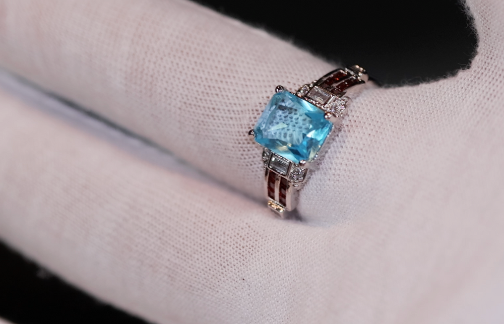 Aquamarine Ring | Aquamarine Diamond Ring | Aquamarine Emerald Ring |  Womens Diamond Ring | Blue Diamond Ring | Womens Diamond Ring