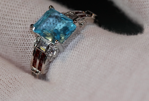 Aquamarine Ring | Aquamarine Diamond Ring | Aquamarine Emerald Ring |  Womens Diamond Ring | Blue Diamond Ring | Womens Diamond Ring