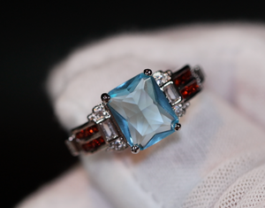 Aquamarine Ring | Aquamarine Diamond Ring | Aquamarine Emerald Ring |  Womens Diamond Ring | Blue Diamond Ring | Womens Diamond Ring