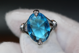 Blue Diamond Engagement Ring | Oval Wedding Ring | Womens Blue Diamond Ring