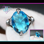 Womens Blue Oval Diamond Ring