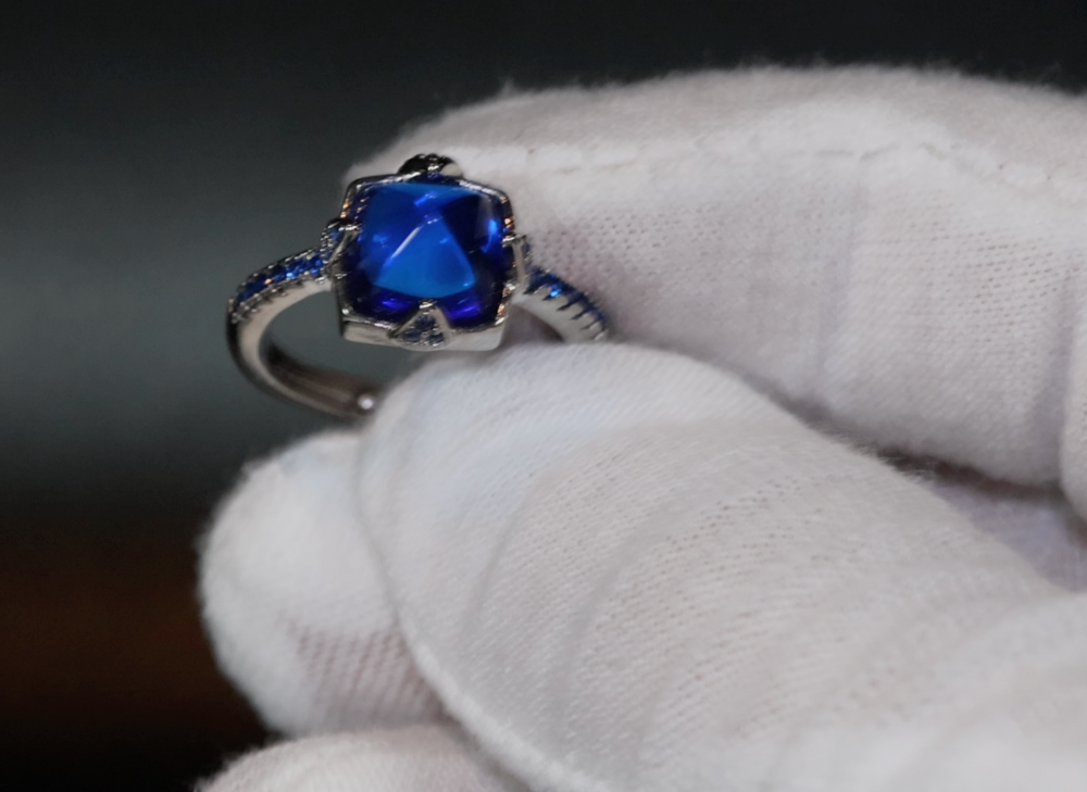 Blue Diamond Engagement Ring | Blue Wedding Ring | Wedding Ring | Blue Wedding Ring | Trilliant engagement ring | Blue Birthstone Ring