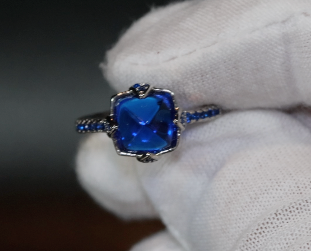 Blue Diamond Engagement Ring | Blue Wedding Ring | Wedding Ring | Blue Wedding Ring | Trilliant engagement ring | Blue Birthstone Ring