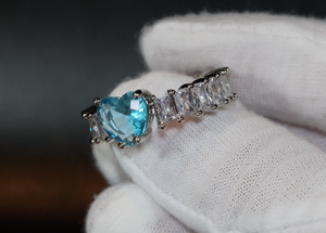 Heart Ring | Heart Shaped Ring | Heart Shape Ring | Eternity Ring | Aquamarine Ring | Topaz Ring | Blue Diamond Ring | Womens Eternity Ring