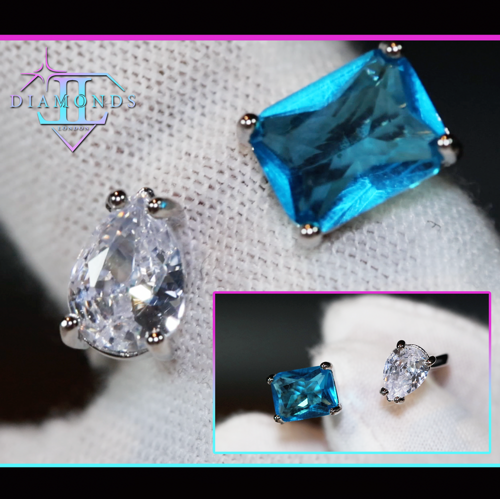 Aquamarine Blue Diamond Ring