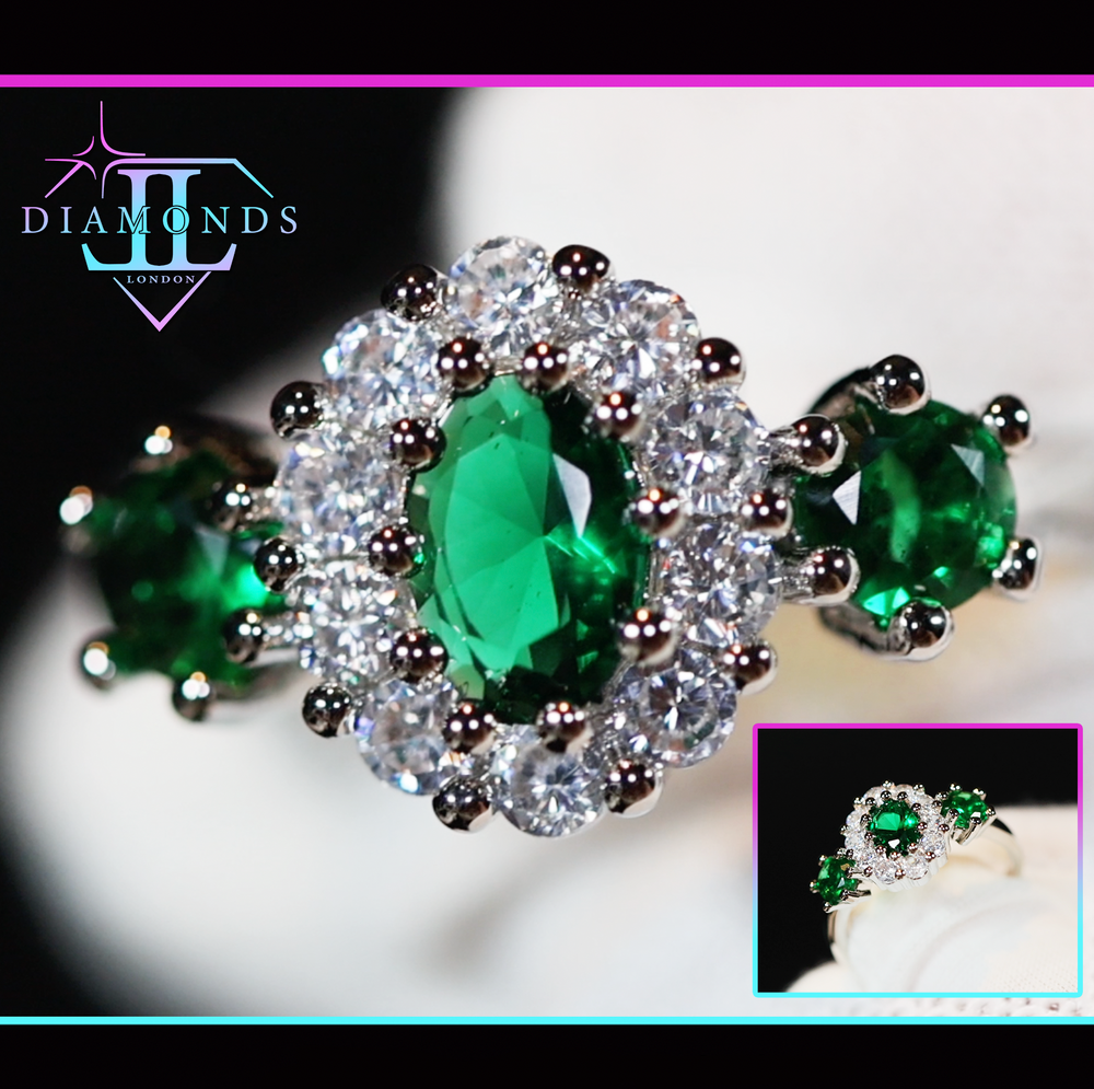 Emerald Green Diamond Ring