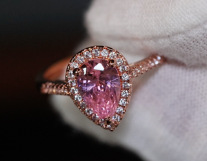 Rose Gold Pear Cut Diamond Ring | Rose Gold Pink Diamond Ring | Teardrop Ring | Pear Shape Ring