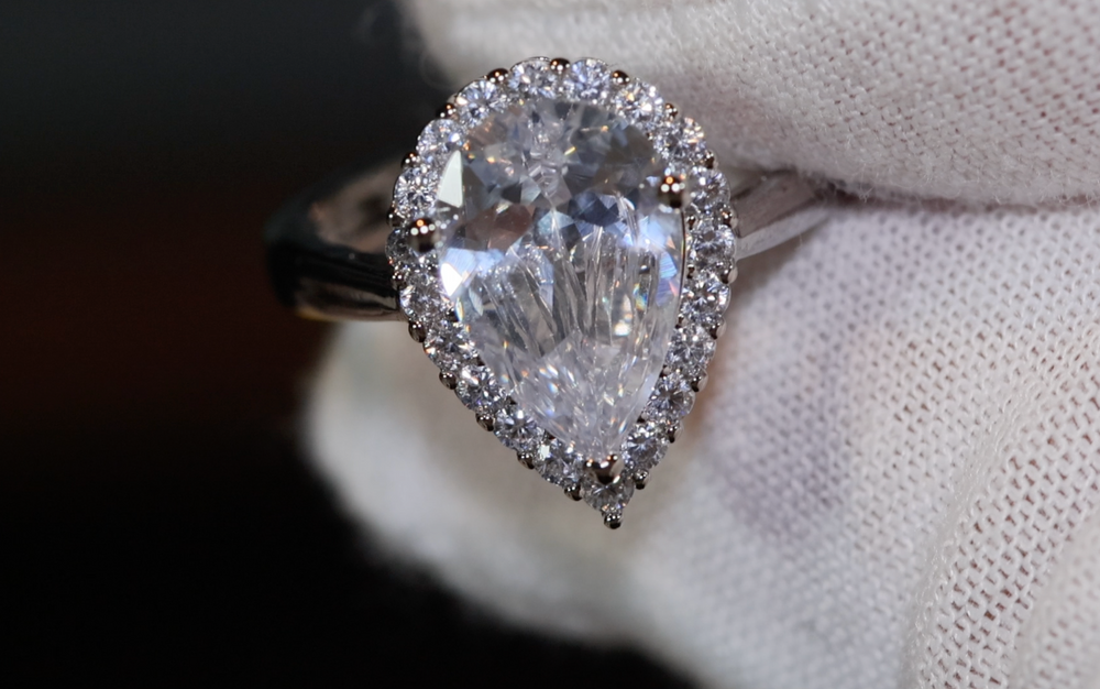 Silver Pear Cut Diamond Ring | Pear Cut Diamond Engagement Ring