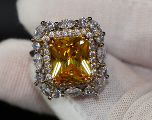Yellow Diamond Ring | Yellow Diamond Engagement Rings | Canary Yellow Diamond Ring | Baguette Ring | Womens Engagement Ring | Cushion Ring