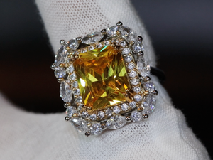 Yellow Diamond Ring | Yellow Diamond Engagement Rings | Canary Yellow Diamond Ring | Baguette Ring | Womens Engagement Ring | Cushion Ring