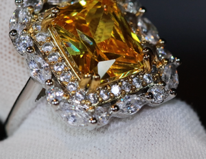 Yellow Diamond Ring | Yellow Diamond Engagement Rings | Canary Yellow Diamond Ring | Baguette Ring | Womens Engagement Ring | Cushion Ring