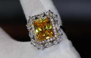 Yellow Diamond Ring | Yellow Diamond Engagement Rings | Canary Yellow Diamond Ring | Baguette Ring | Womens Engagement Ring | Cushion Ring