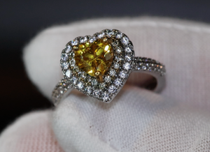 Heart Ring | Heart Shaped Ring | Heart Shape Ring | Diamond Heart Ring | Womens Yellow Diamond Ring