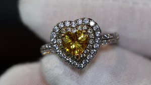 Heart Ring | Heart Shaped Ring | Heart Shape Ring | Diamond Heart Ring | Womens Yellow Diamond Ring