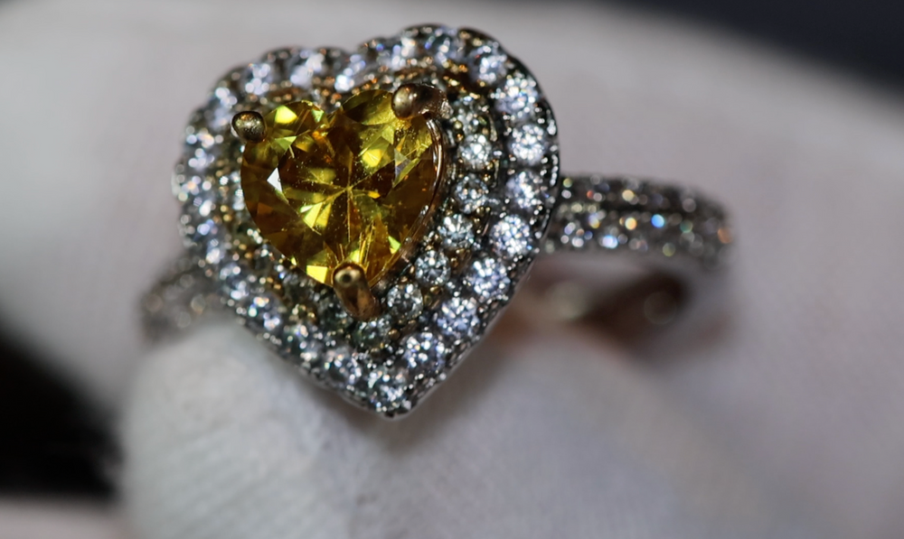 Heart Ring | Heart Shaped Ring | Heart Shape Ring | Diamond Heart Ring | Womens Yellow Diamond Ring