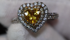 Heart Ring | Heart Shaped Ring | Heart Shape Ring | Diamond Heart Ring | Womens Yellow Diamond Ring