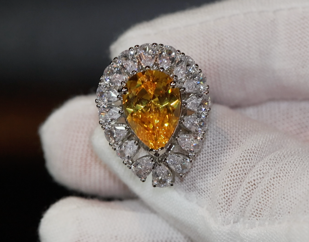 
            
                Load image into Gallery viewer, Teardrop Ring | Yellow Diamond Ring | Yellow Diamond Engagement Ring | Pear Shape Ring | Pear Engagement Ring | Womens Wedding Ring
            
        