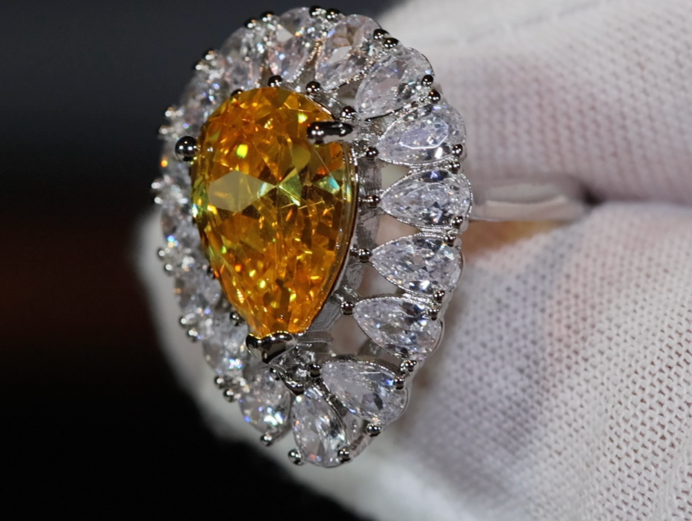 
            
                Load image into Gallery viewer, Teardrop Ring | Yellow Diamond Ring | Yellow Diamond Engagement Ring | Pear Shape Ring | Pear Engagement Ring | Womens Wedding Ring
            
        