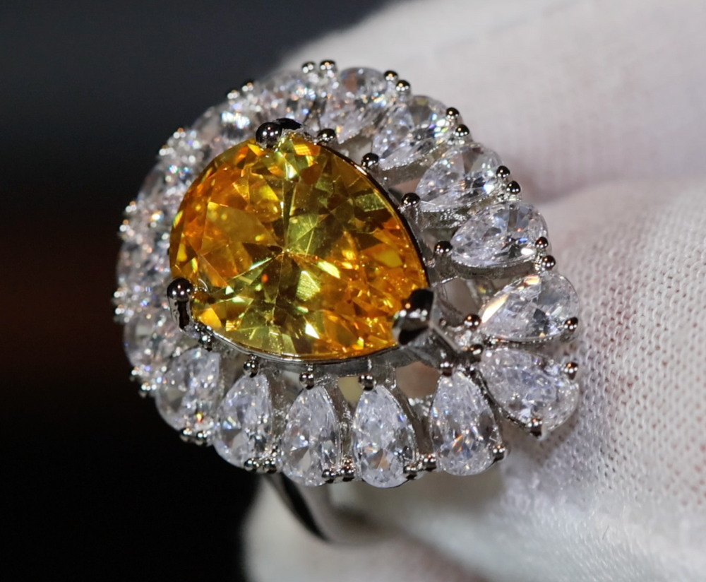 
            
                Load image into Gallery viewer, Teardrop Ring | Yellow Diamond Ring | Yellow Diamond Engagement Ring | Pear Shape Ring | Pear Engagement Ring | Womens Wedding Ring
            
        
