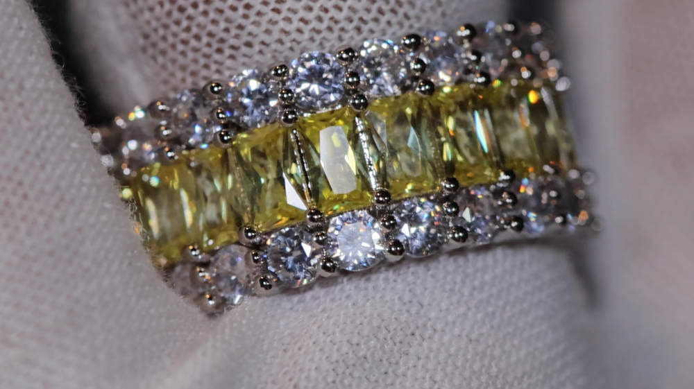 
            
                Load image into Gallery viewer, Eternity Ring | Yellow Diamond Ring | Yellow Diamond Engagement Rings | Canary Yellow Diamond Ring | Baguette Ring
            
        