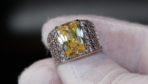 Womens yellow diamond ring, mens yellow diamond rings, big yellow diamond ring, Mens Iced Out Ring