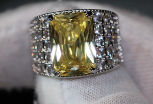 Womens yellow diamond ring, mens yellow diamond rings, big yellow diamond ring, Mens Iced Out Ring