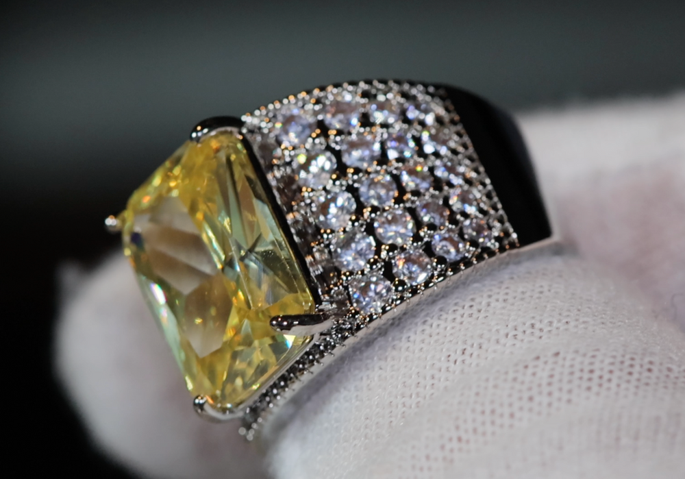 Womens yellow diamond ring, mens yellow diamond rings, big yellow diamond ring, Mens Iced Out Ring