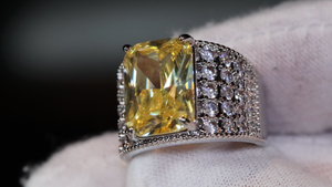 Womens yellow diamond ring, mens yellow diamond rings, big yellow diamond ring, Mens Iced Out Ring