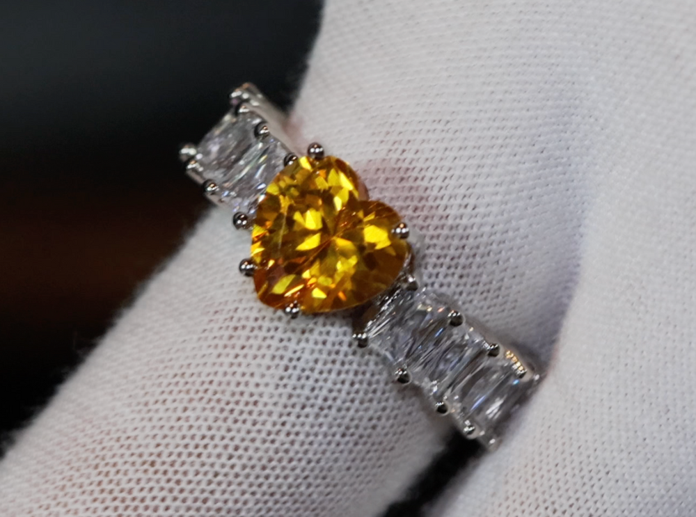 Heart Ring | Heart Shaped Ring | Heart Shape Ring | Eternity Ring | Womens Yellow Diamond Ring | Engagement Ring | Yellow Diamond Ring