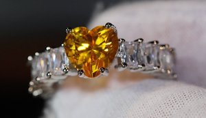 Heart Ring | Heart Shaped Ring | Heart Shape Ring | Eternity Ring | Womens Yellow Diamond Ring | Engagement Ring | Yellow Diamond Ring